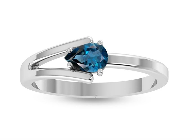 SILVER TOPAZ TEARDROP SPLIT RING
