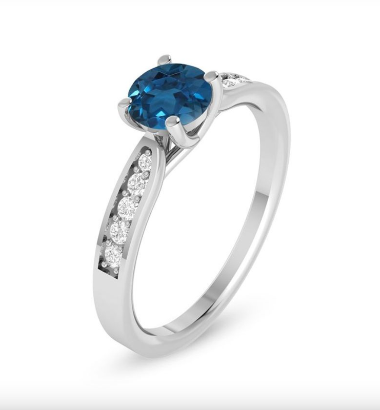 SILVER TOPAZ & CZ RING