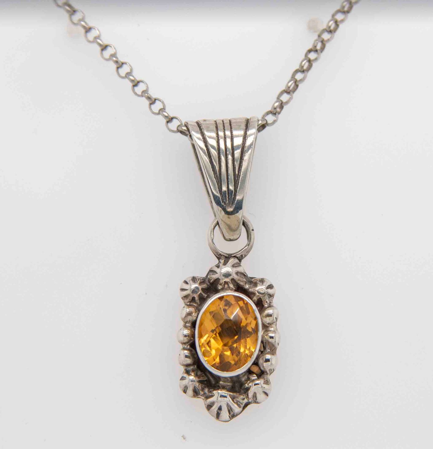 SILVER CITRINE PENDANT NAVAJO - RB