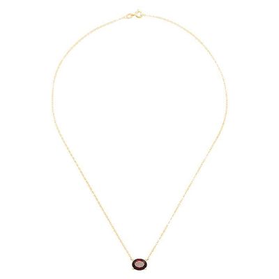 10K YELLOW GOLD GARNET NECKLACE