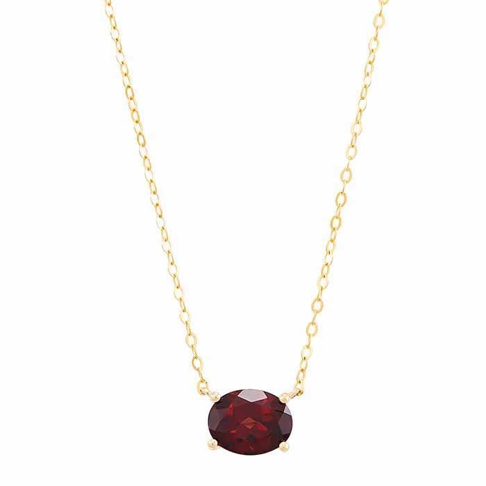 10K YELLOW GOLD GARNET NECKLACE