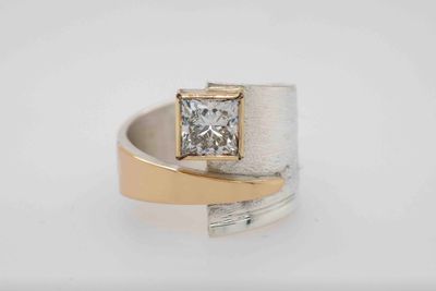 SILVER/14K DIAMOND WRAP RING -9.5