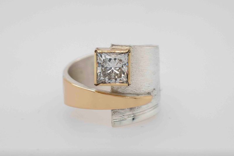 SILVER/14K DIAMOND WRAP RING -9.5