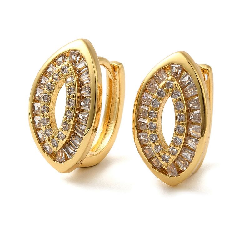 GOLD STAINLESS MARQUISE CZ EARRINGS FJE261