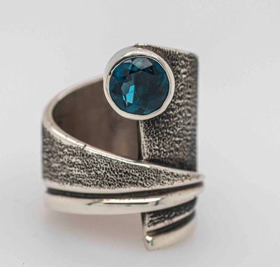 SILVER BLUE ZIRCON WRAP RING SIZE-6.5