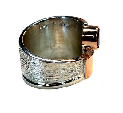 SILVER/14K GARNET WRAP RING - SIZE 5