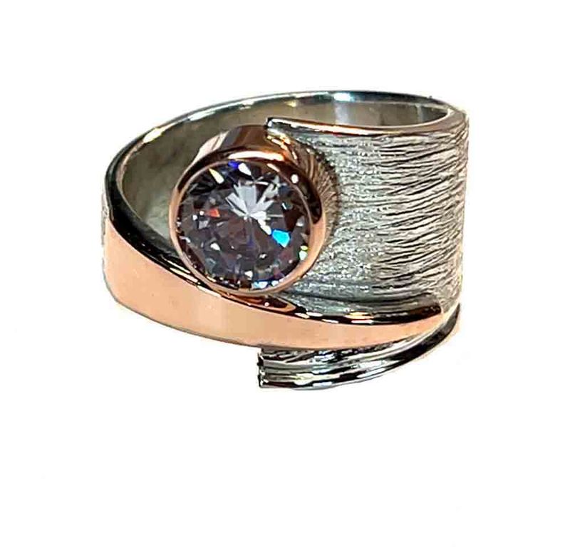 SILVER/14K CZ WRAP RING - SIZE 8
