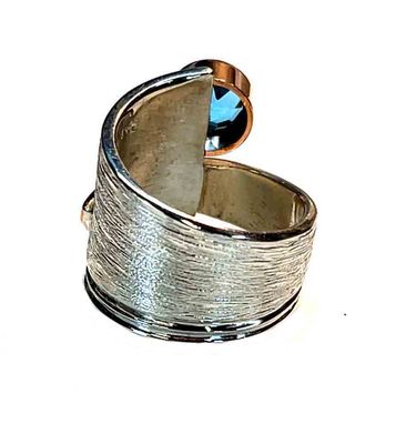 SILVER/14K TOPAZ WRAP RING - SIZE 7