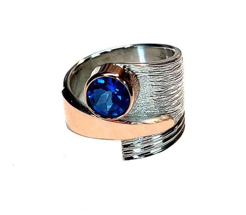 SILVER/14K TOPAZ WRAP RING - SIZE 8.5