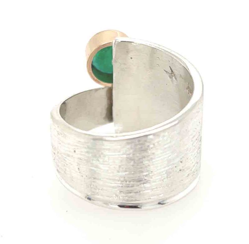 SILVER/14K EMERALD &amp; DIAMOND WRAP RING - SIZE 7.5