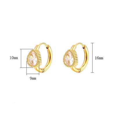 GOLD STAINLESS TEARDROP CZ HOOP EARRINGS FJE285