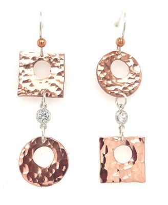 MIXED METALS HAMMERED &amp; CZ EARRINGS