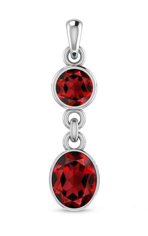 SILVER GARNET DOUBLE OVAL PENDANT