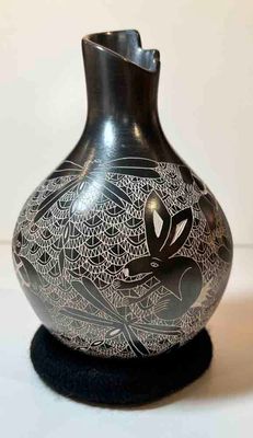 MATA ORTIZ BROWN &amp; TAN ETCHED ANIMALS - 6X4