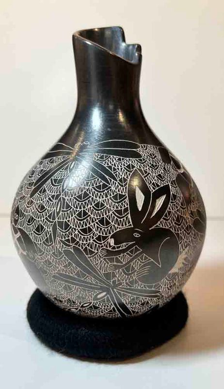 MATA ORTIZ BROWN &amp; TAN ETCHED ANIMALS - 6X4