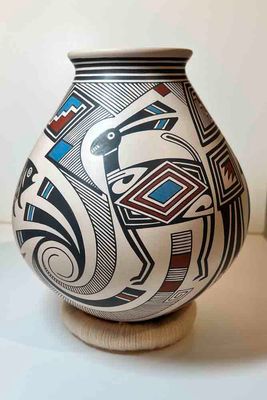 MATA ORTIZ BROWN, RED &amp; BLUE MOTIFS - JORGE QUINTANA - 7.5X5