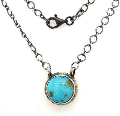 SILVER ROUND TURQUOISE NECKLACE NAVAJO - DEBRA SMITH SILVER ROUND TURQUOISE NECKLACE NAVAJO - DEBRA SMITH