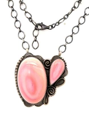 SILVER PINK CONCH NECKLACE NAVAJO - TIA LONG