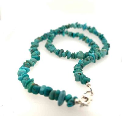 SILVER TURQUOISE BEAD NECKLACE NAVAJO - CORRANE SMITH