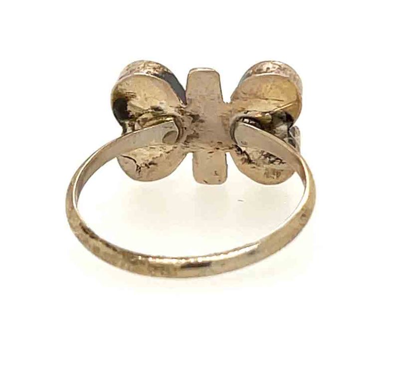 SILVER OPAL BUTTERFLY RING - ZUNI - SWAIN CHARLIE - SIZE 7
