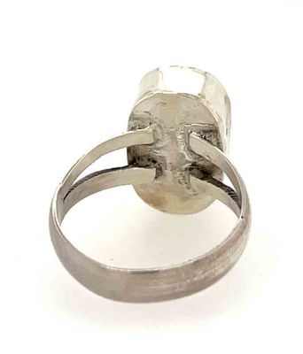 SILVER BLUE OPAL RING - NAVAJO - VICTOR THOMPSON - SIZE 8