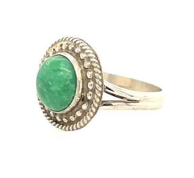 SILVER ROUND TURQUOISE RING - NAVAJO - BYRON BEGAY - SIZE 9