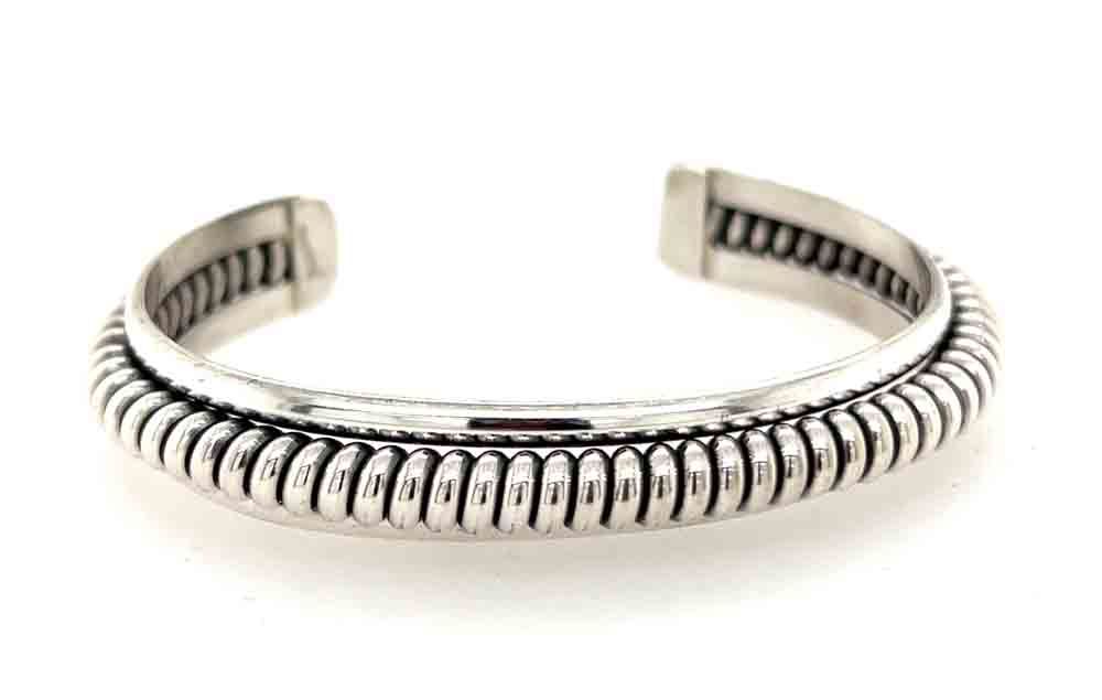 SILVER RIDGE ROPE CUFF BRACELET - NAVAJO - ELAINE TAHE