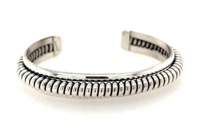 SILVER RIDGE ROPE CUFF BRACELET - NAVAJO - ELAINE TAHE SILVER RIDGE ROPE CUFF BRACELET - NAVAJO - ELAINE TAHE