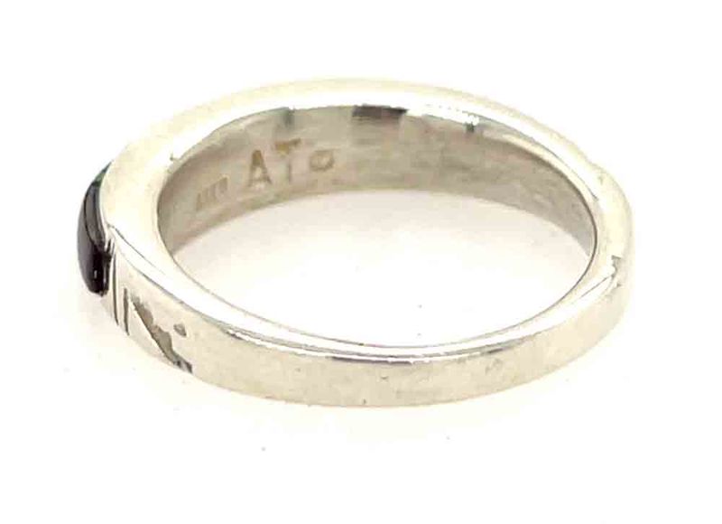 SILVER MULTI-STONE INLAY RING - NAVAJO - AT - SIZE 9