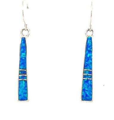 SILVER BLUE OPAL INLAY EARRINGS NAVAJO-RICK TOLINO SILVER BLUE OPAL INLAY EARRINGS NAVAJO-RICK TOLINO