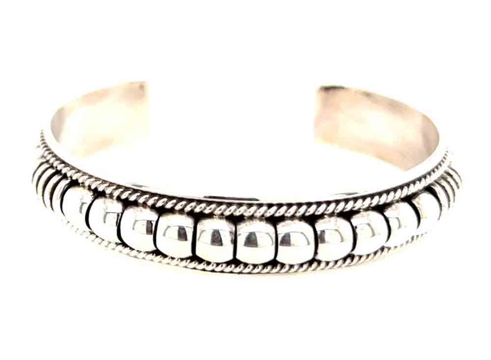 SILVER BUBBLE &amp; RIB BRACELET - NAVAJO - THOMAS CHARLEY