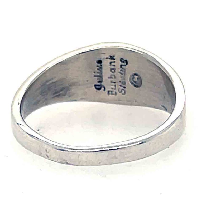 SILVER BLUE OPAL STAMPED RING - NAVAJO - JULIUS BURBANK