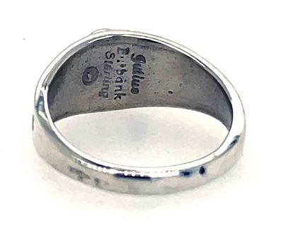SILVER BLUE OPAL STAMPED RING - NAVAJO - JULIUS BURBANK