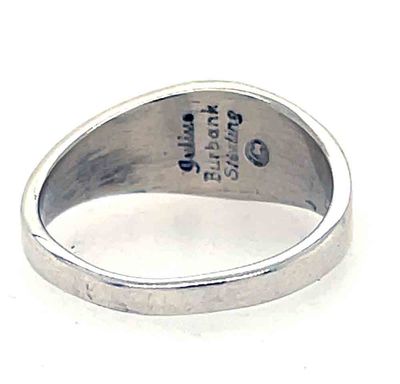 SILVER MEXICAN FIRE OPAL STAMPED RING - NAVAJO - JULIUS BURBANK