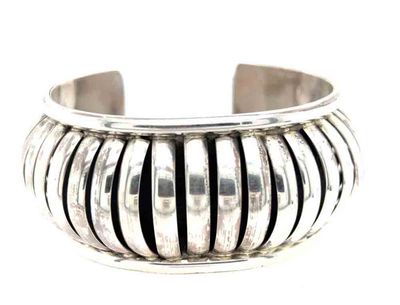 SILVER BUBBLE CUFF BRACELET - NAVAJO - M. THOMAS JR.
