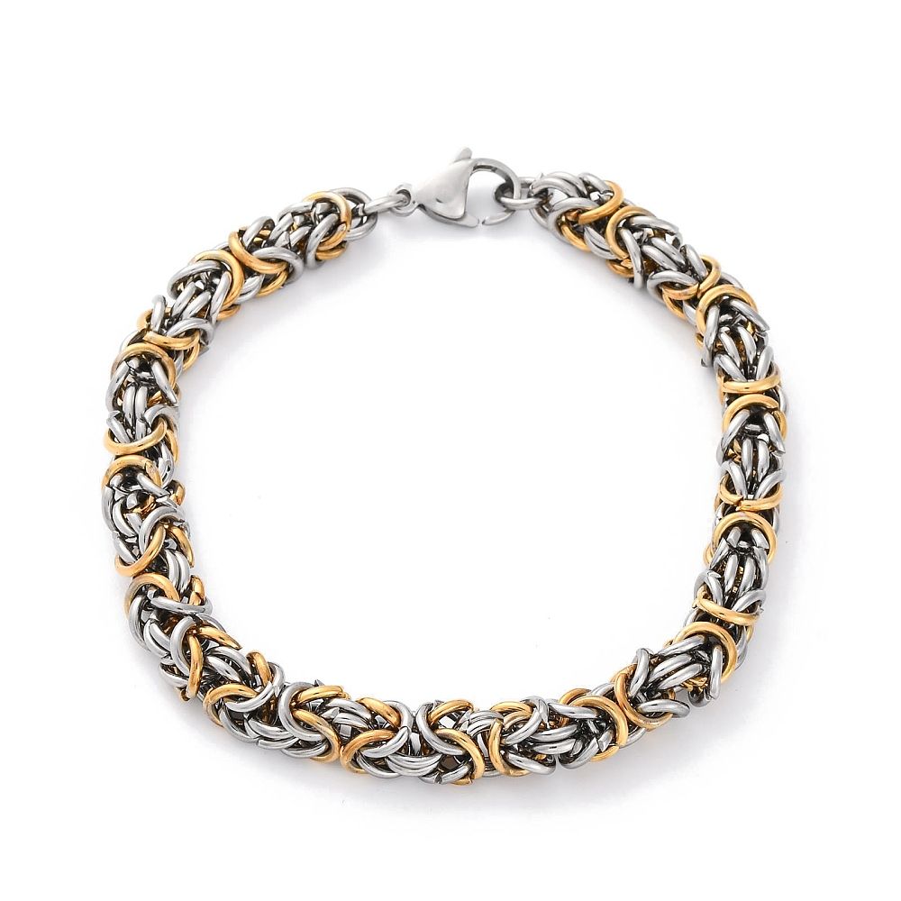 MIXED STAINLESS BYZANTINE WEAVE LINK BRACELET