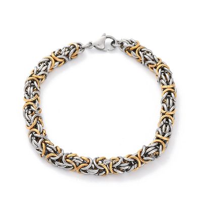 MIXED STAINLESS BYZANTINE WEAVE LINK BRACELET