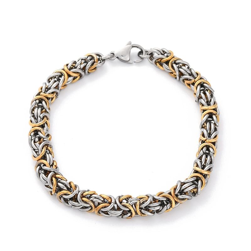 MIXED STAINLESS BYZANTINE WEAVE LINK BRACELET