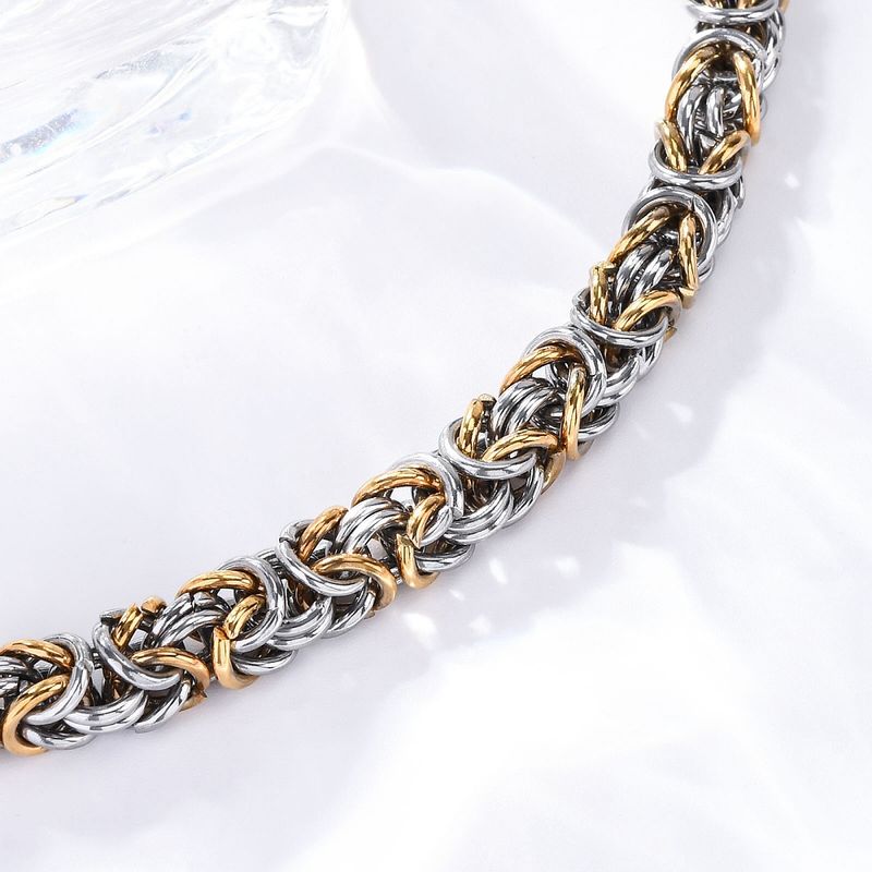 MIXED STAINLESS BYZANTINE WEAVE LINK BRACELET
