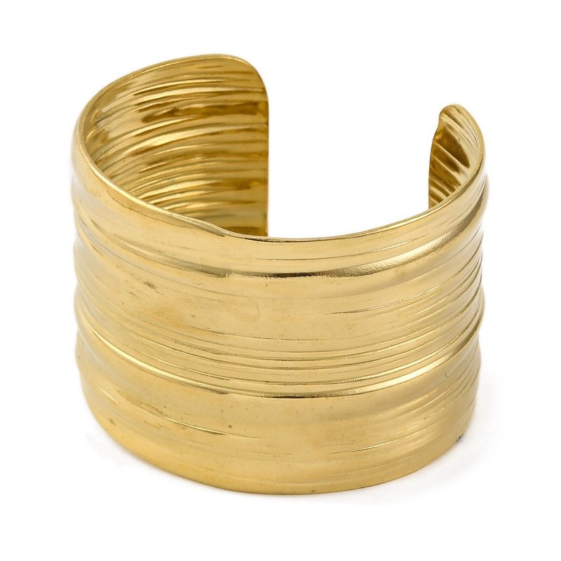 GOLD STAINLESS TEXTURED CUFF BRACELET
