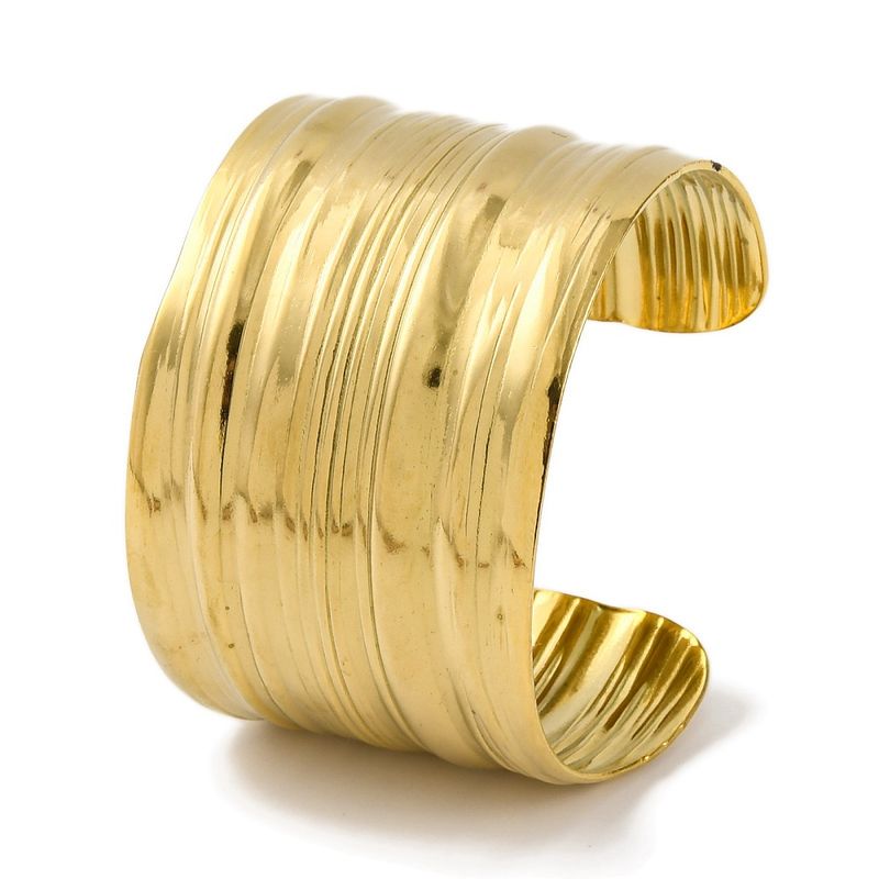 GOLD STAINLESS TEXTURED CUFF BRACELET