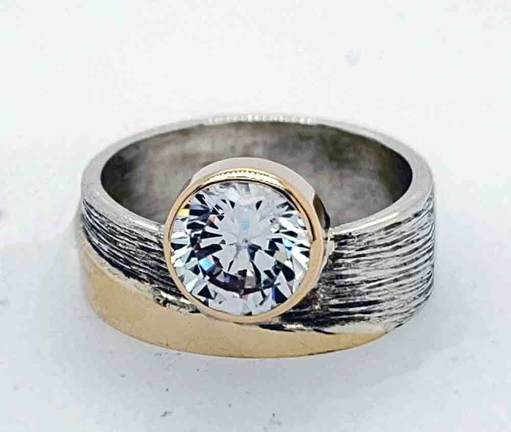 SILVER/14K 8MM CZ WRAP RING SIZE -7
