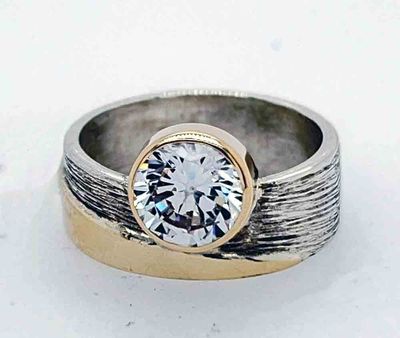 SILVER/14K 8MM CZ WRAP RING SIZE -7