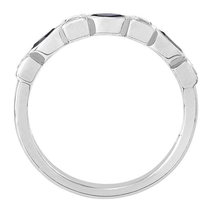 SILVER BLUE & WHITE LAB-GROWN SAPPHIRE RING - SIZE 7