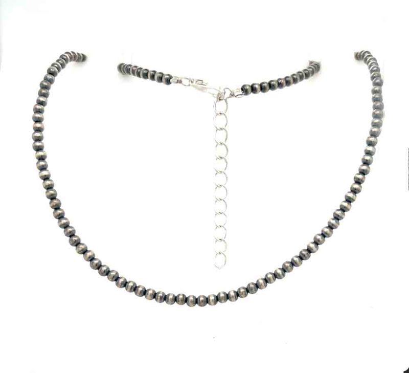 SILVER 3MM NAVAJO PEARL NECKLACE - JAN MARINO - SIZE 18" SILVER 3MM NAVAJO PEARL NECKLACE - JAN MARINO - SIZE 18"