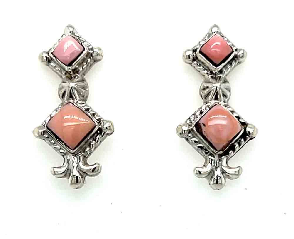 SILVER DOUBLE SQUARE CONCH EARRINGS - NAVAJO - SADIE JIM