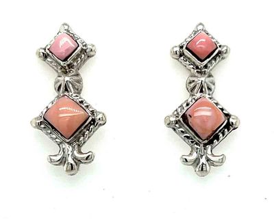 SILVER DOUBLE SQUARE CONCH EARRINGS - NAVAJO - SADIE JIM