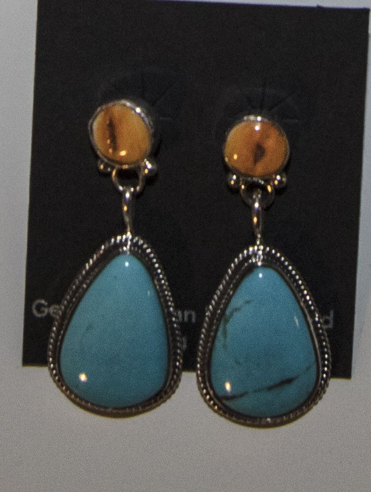 SS SPNY OYST PST EARRINGS W/TD TURQ-RB