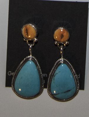 SS SPNY OYST PST EARRINGS W/TD TURQ-RB