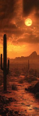 SONORAN RAIN 30&quot; x 10&quot; Acrylic on Metal